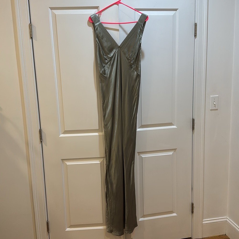 Rumored Silver Satin Maxi Dress - Picture 2 of 6